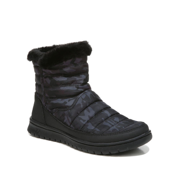 Ryka Suzy Quilted Faux Fur Pull On Booties‎ in Black Camo Size 8 New With Box - Picture 1 of 6